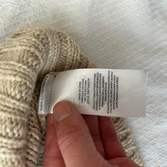 Ralph Lauren Cotton blend Cream and tan  v neck oversized sweater M-L - Picture 5 of 6
